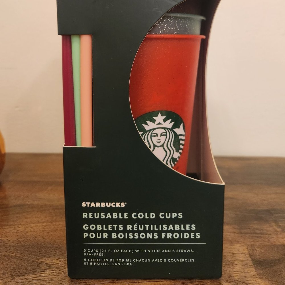 Starbucks Reusable Holiday Cold Cups (Glitter) 5 Pack
